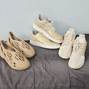 Nike Gold and White Athletic Sneakers